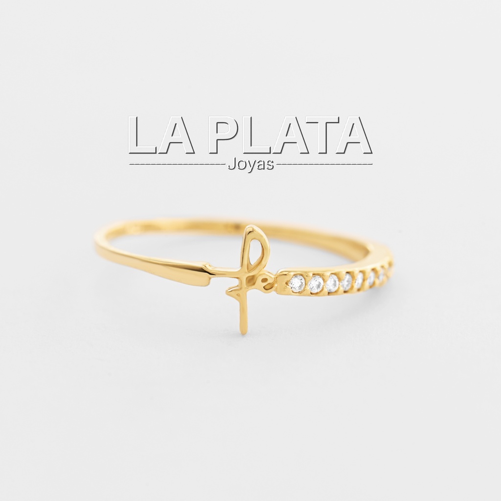 ANILLO FE CURSIVO CON CIRCON AL LADO 