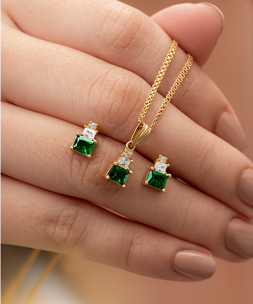 SET ZIRCONES VERDE