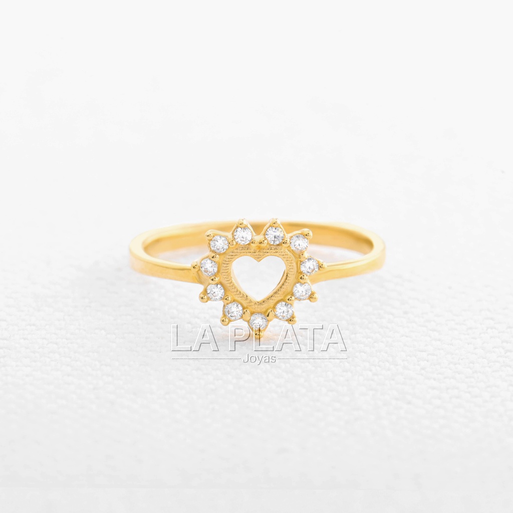 ANILLO CORAZON CIRCONADO 