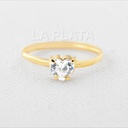 ANILLO CORAZON CIRCON BLANCO LISO CLASICO