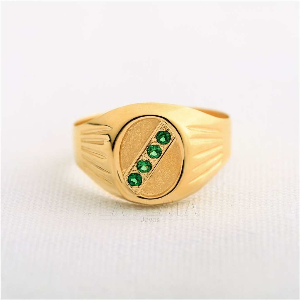 ANILLO HOMBRE  DE COQUITA CON 3 CIRCONES