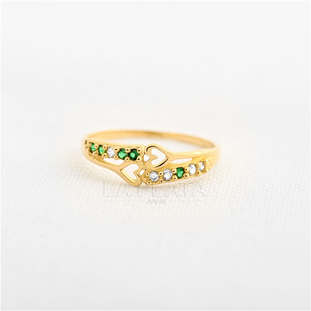 ANILLO CIRCON CORAZONES DOBLES