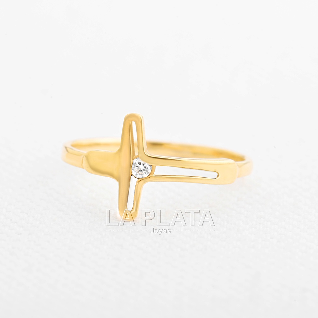 ANILLO CRUZ LISA Y CIRCONADA 