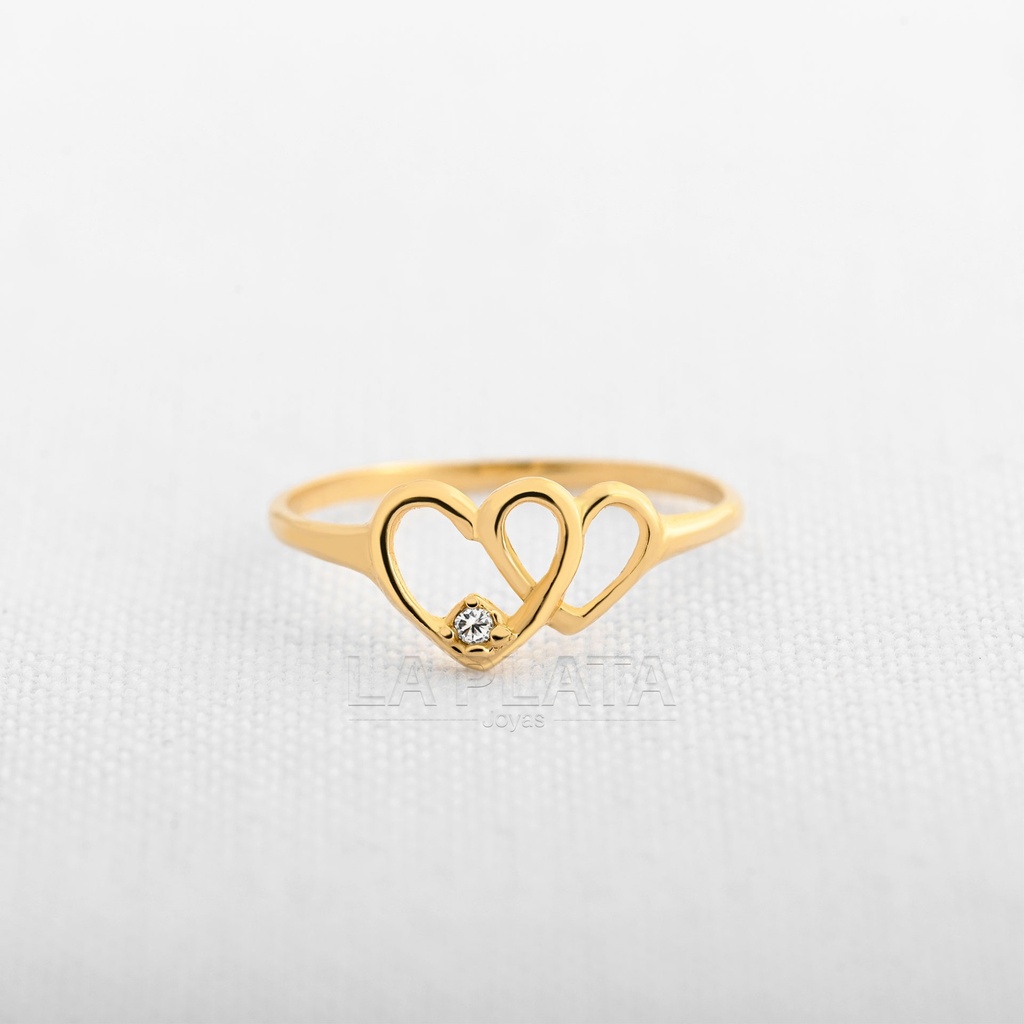 ANILLO CIRCON DOBLE CORAZON