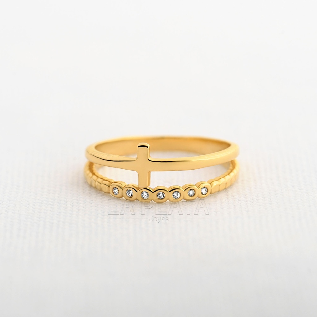 ANILLO CIRCON DOBLE DE CRUZ