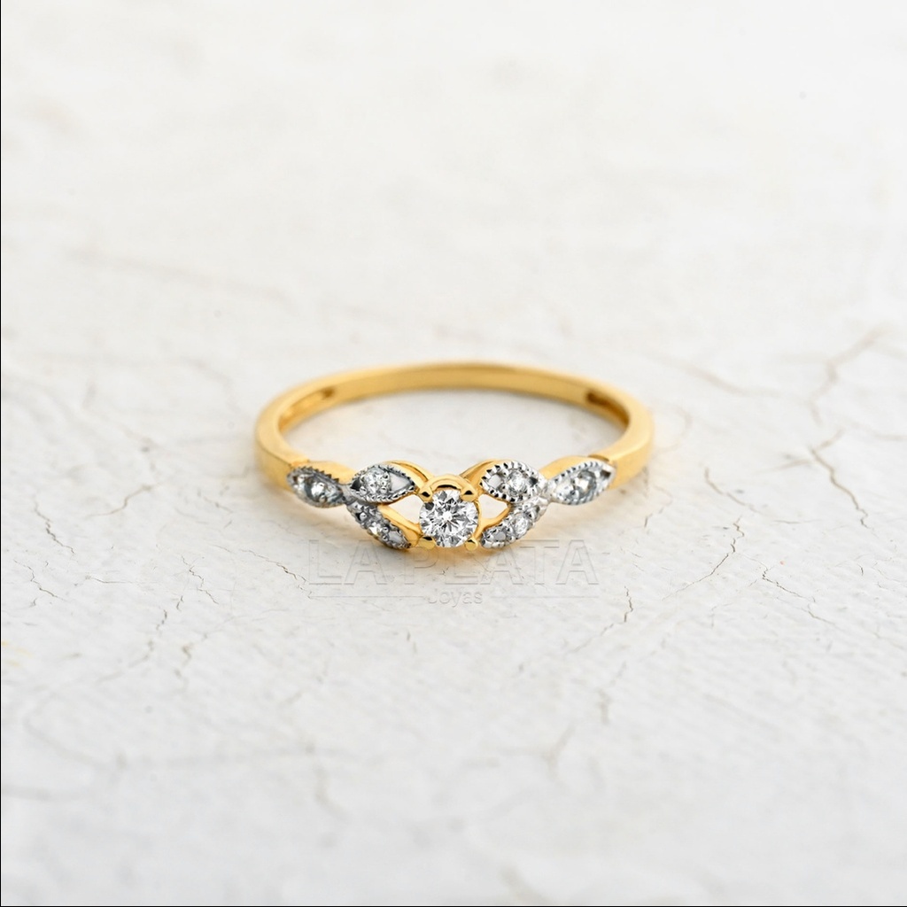 ANILLO CIRCON HOJAS PLATEADAS