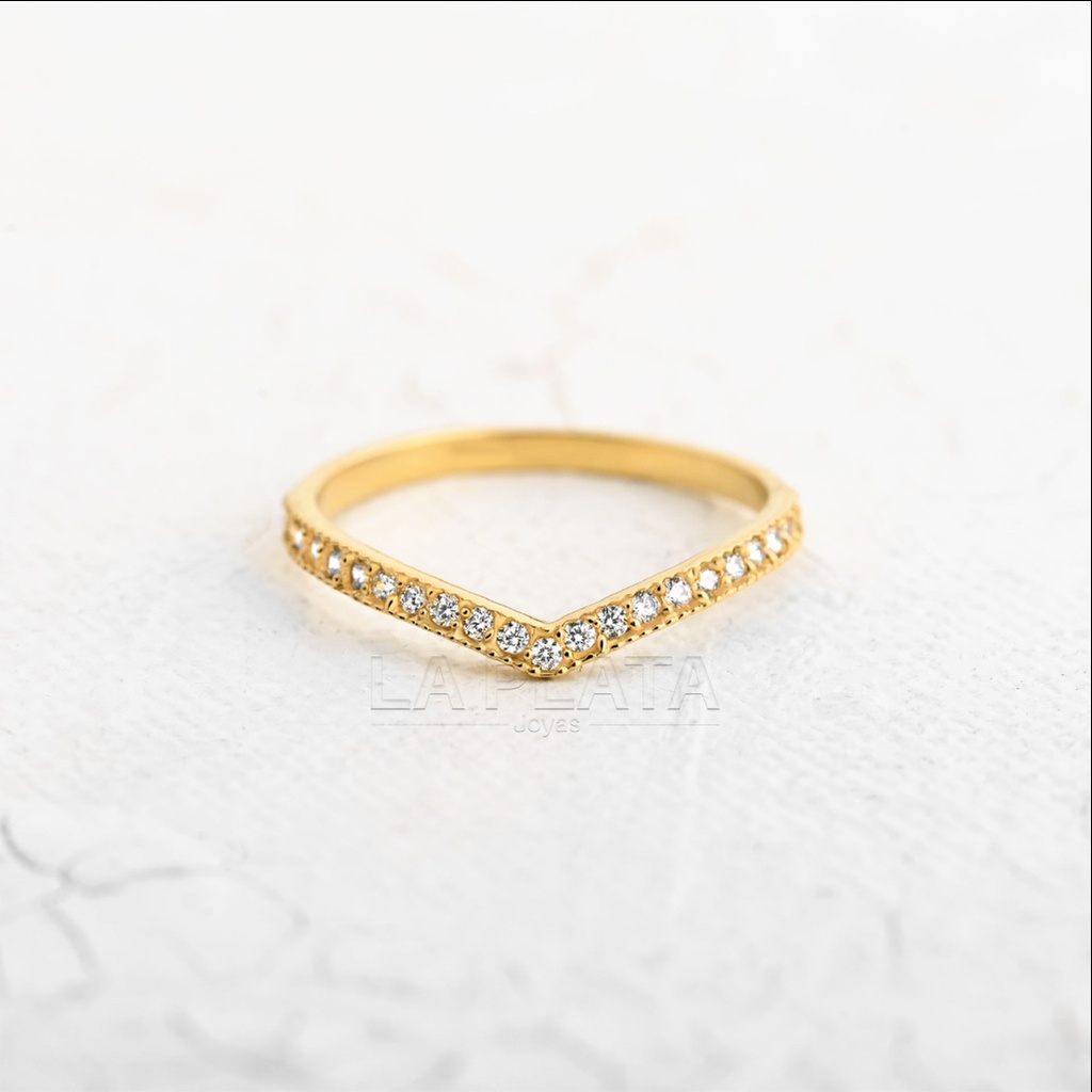 ANILLO CIRCON OLA DORADA