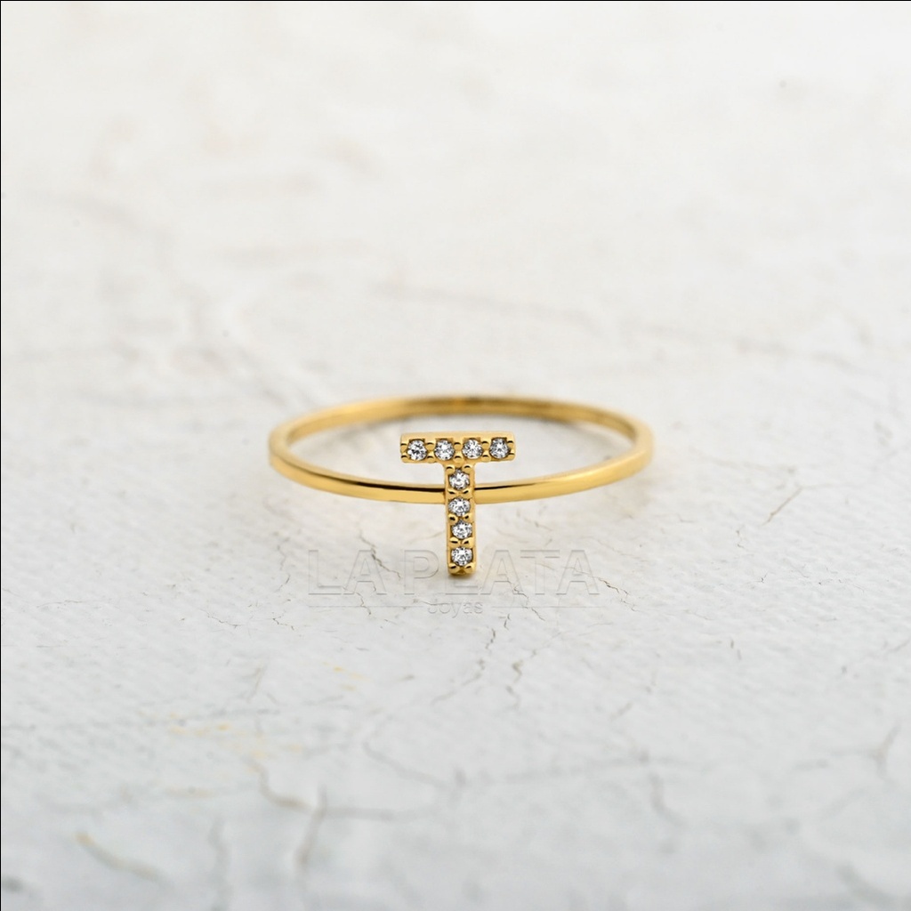 ANILLO LETRA CIRCONADA T