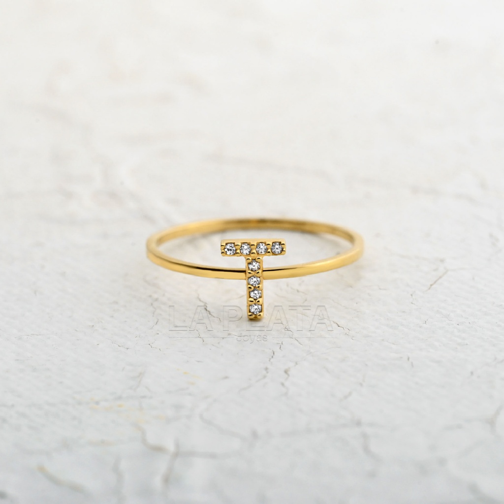 ANILLO LETRA CIRCONADA T