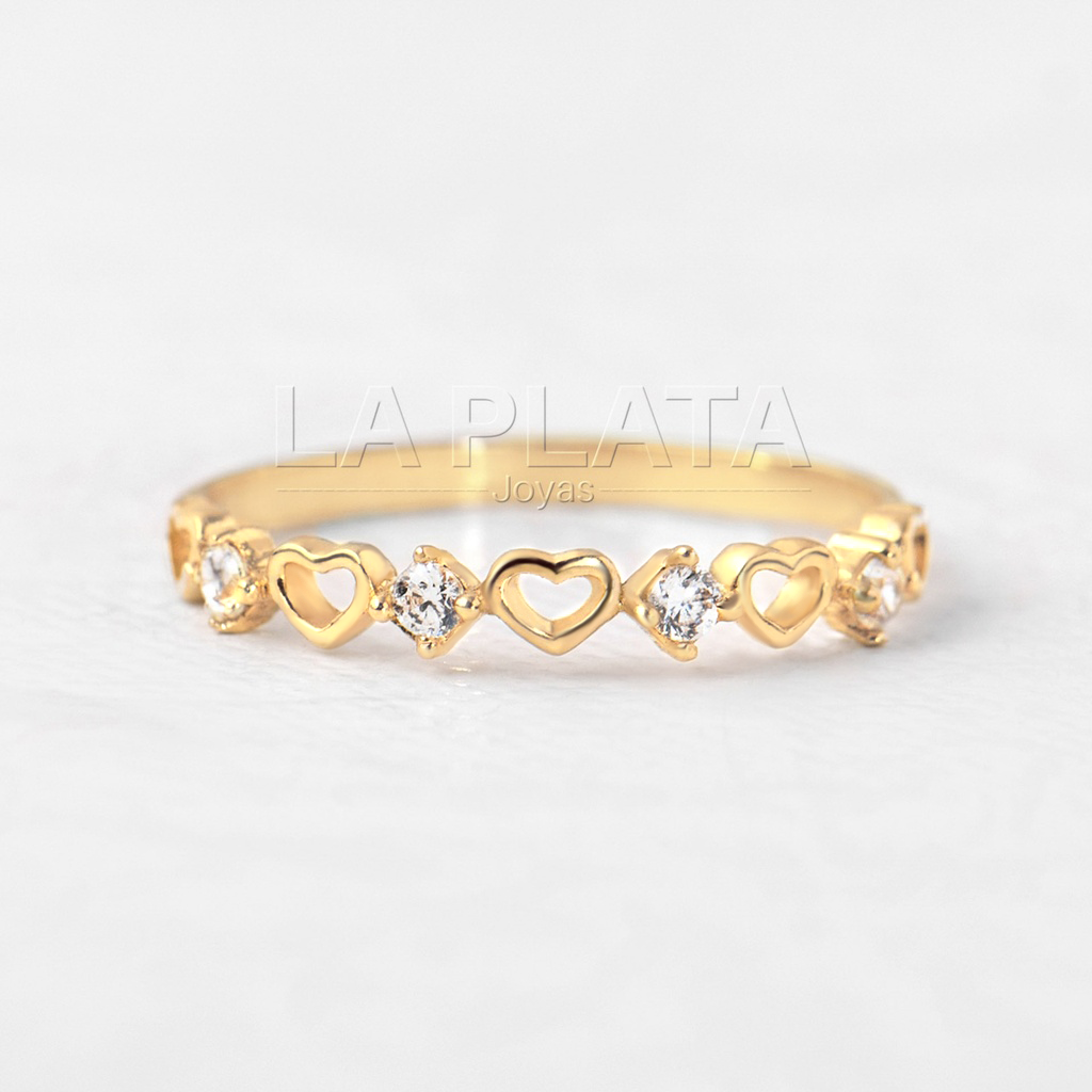 ANILLO CORAZONES ETERNOS CON CIRCON INTERMEDIO