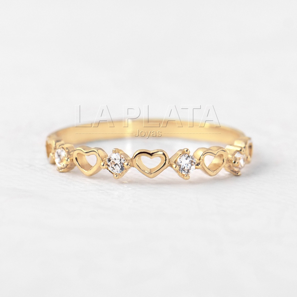 ANILLO CORAZONES ETERNOS CON CIRCON INTERMEDIO