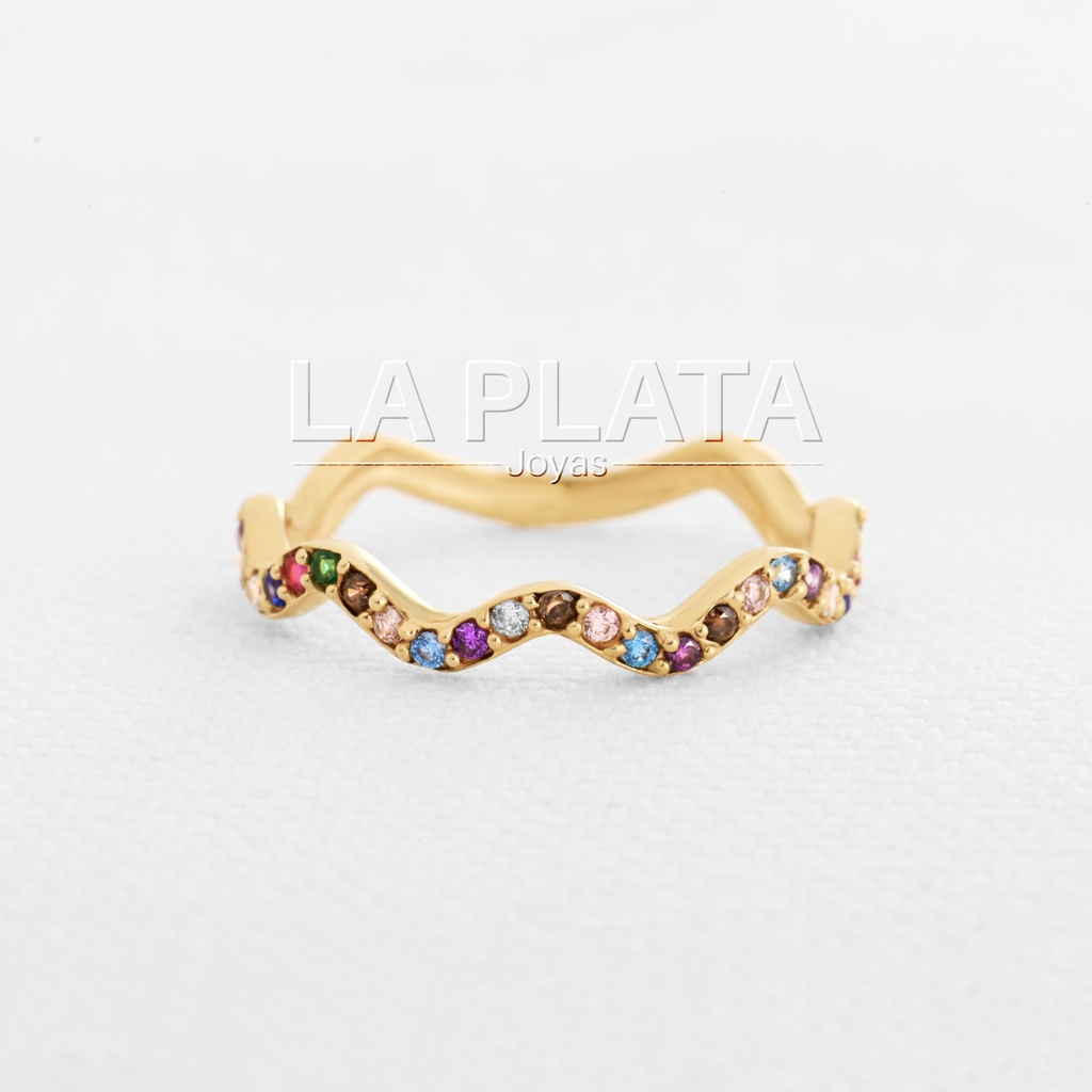 ANILLO OLAS COMPLETAS CIRCONADA COLORES