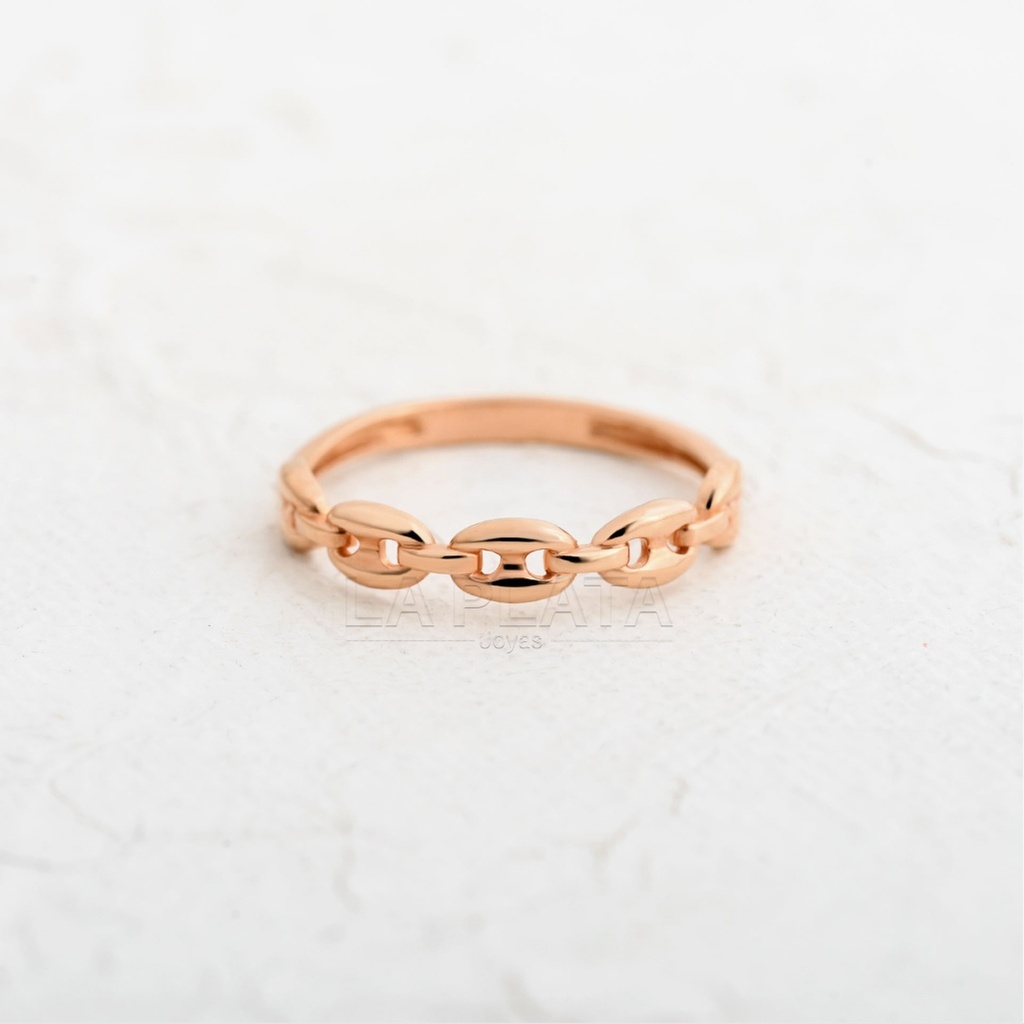 ANILLO ESLABON ORO ROSA