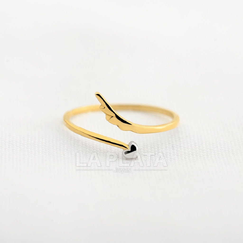 ANILLO PLUMA Y CORAZON BLANCO