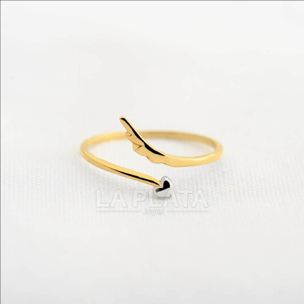 ANILLO PLUMA Y CORAZON BLANCO
