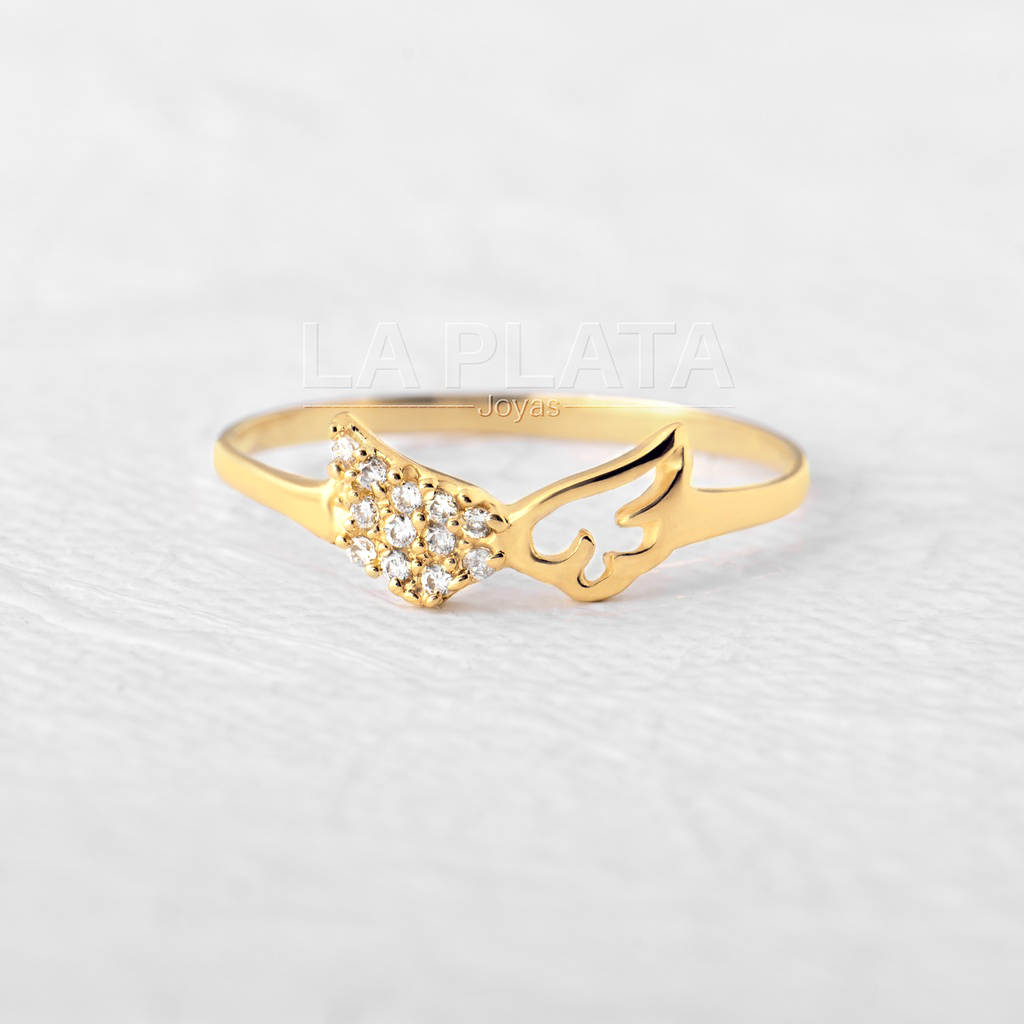 ANILLO ALAS LISAS Y CIRCON 