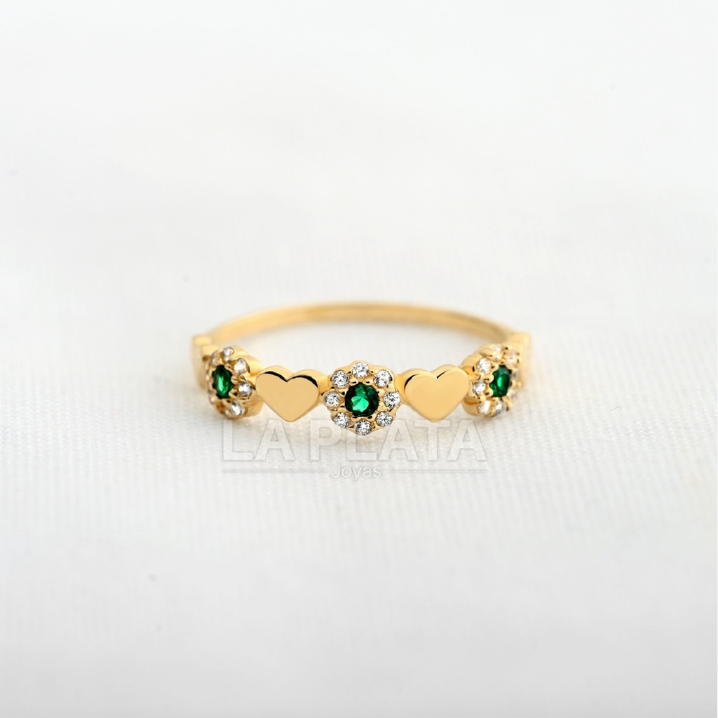 ANILLO CORAZON CON FLOR