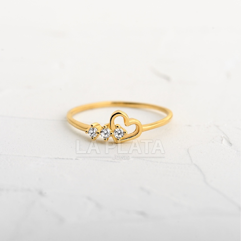ANILLO CIRCON TRIPLE CON CORAZON