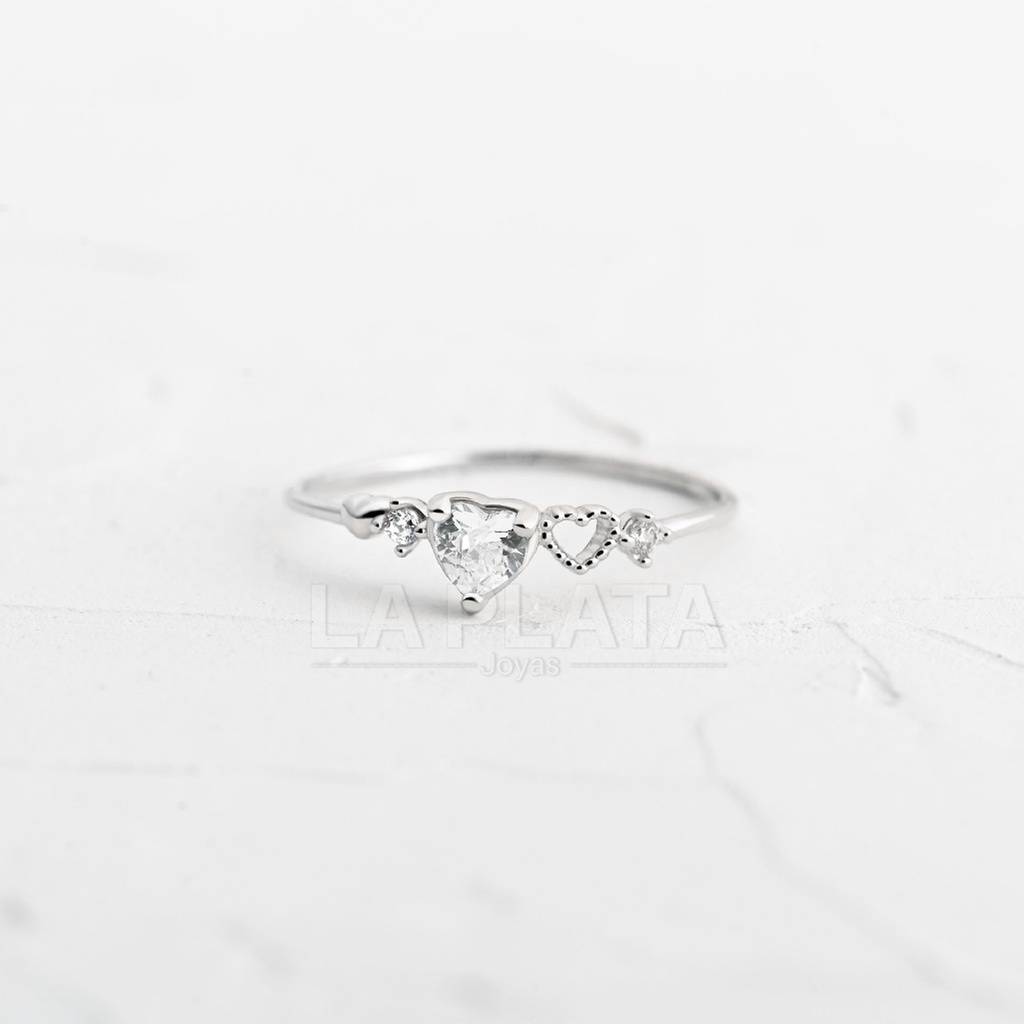 ANILLO CORAZON RANURADO  ORO BLANCO