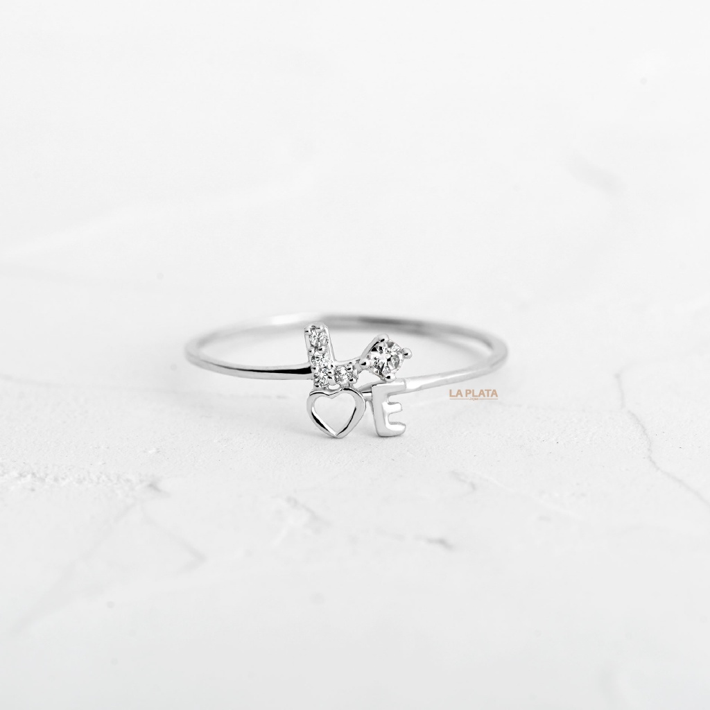 ANILLO LO-VE CON CIRCON ORO BLANCO