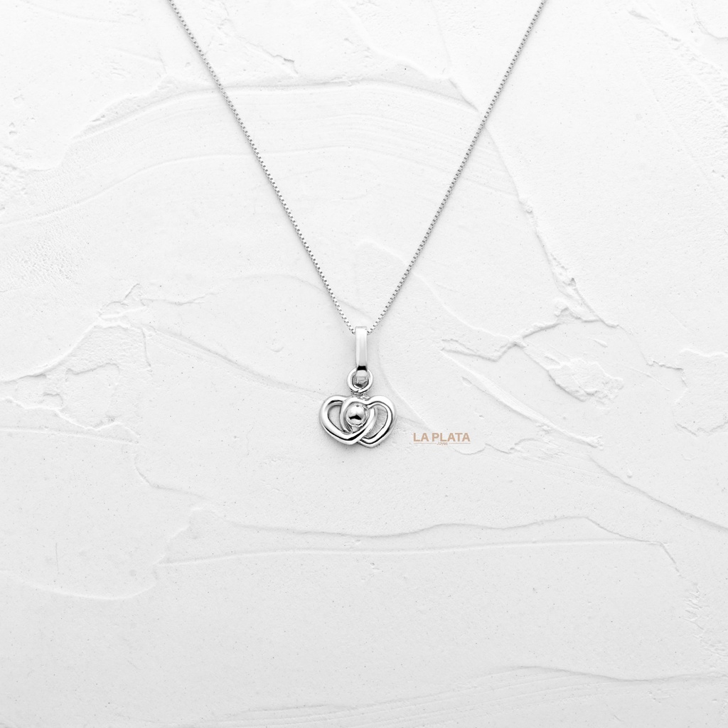 DIJE DOBLE CORAZON ORO BLANCO