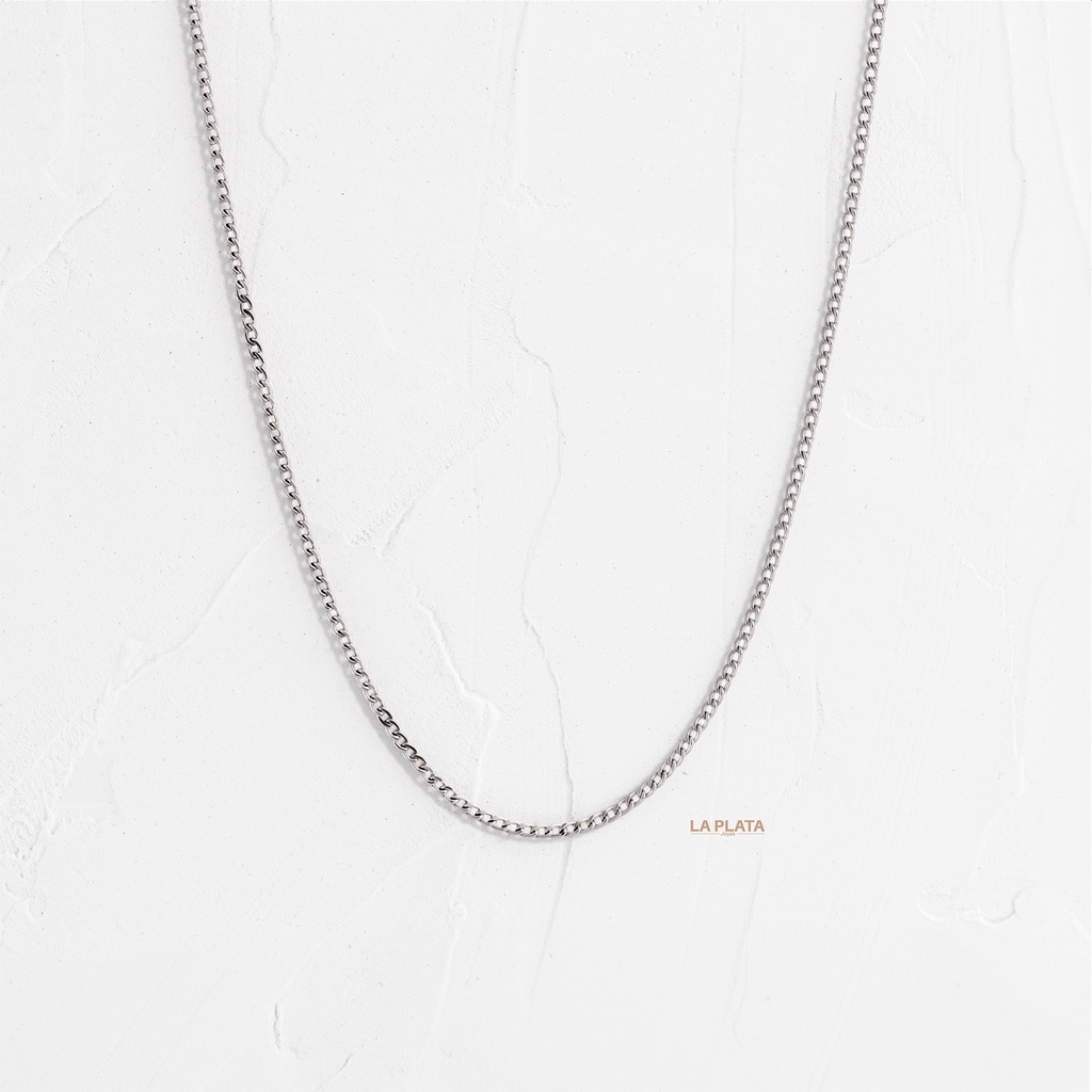 CADENA MINICUBANA ORO BLANCO 45CM