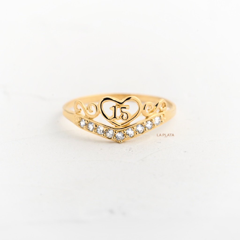 ANILLO 15 CORAZON Y CIRCONES