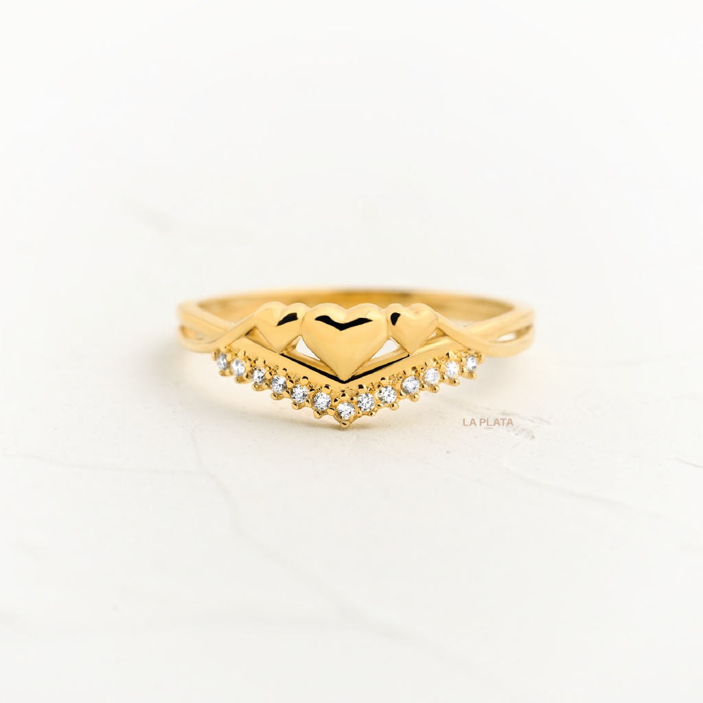 ANILLO CIRCON TRIO DE CORAZONES