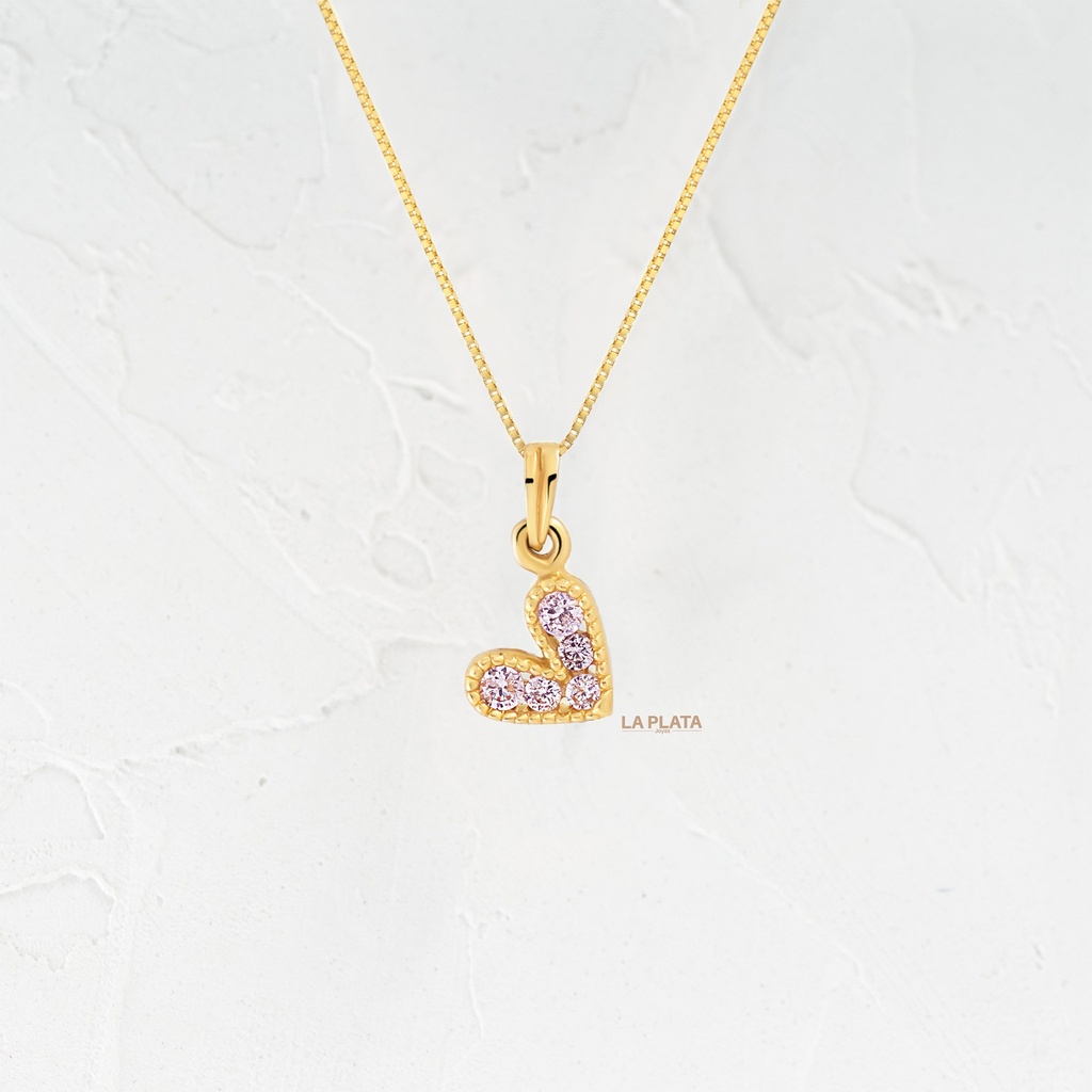 DIJE DE CORAZON CIRCONADO CURVO