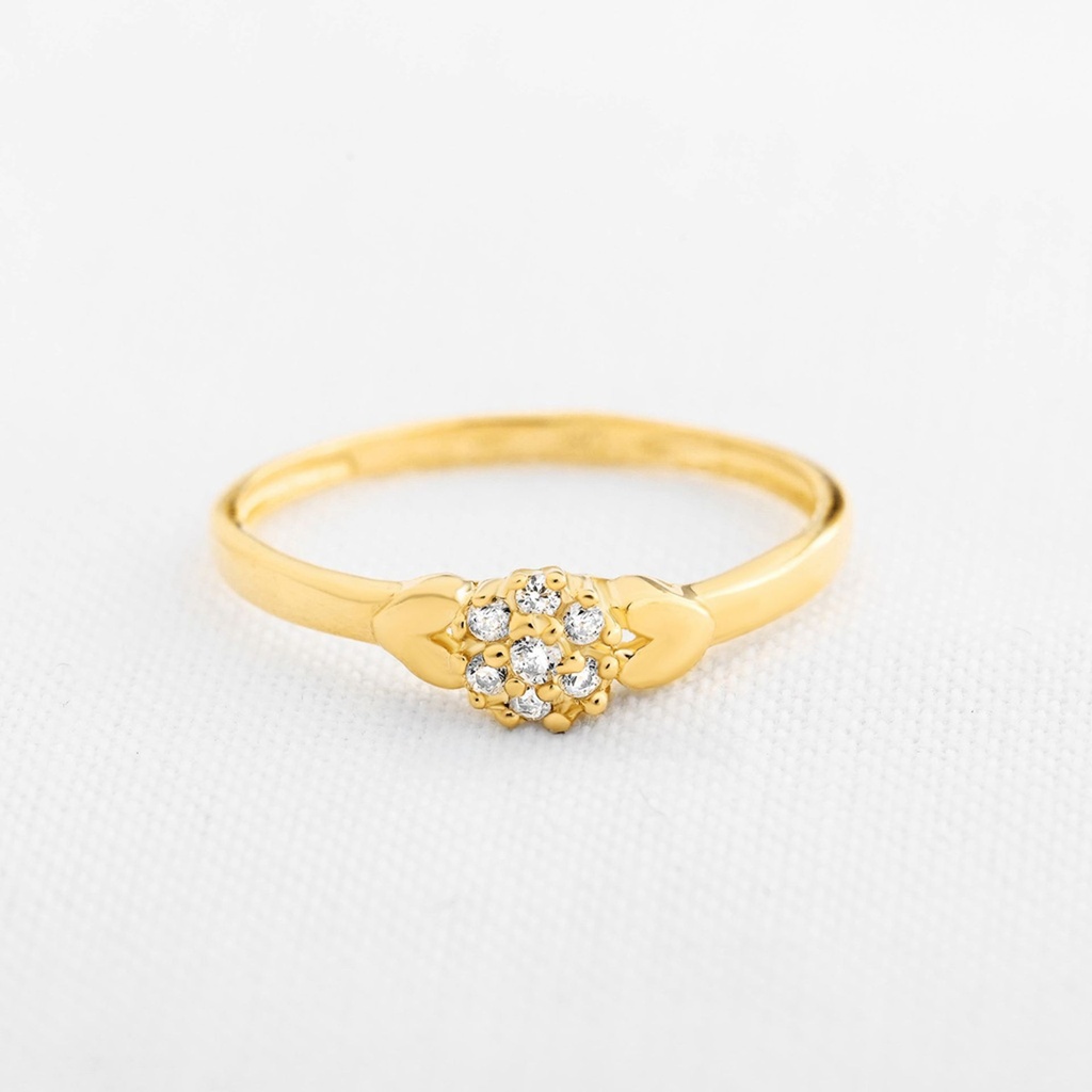 ANILLO FLOR EN RELIEVE CON CORAZÓN