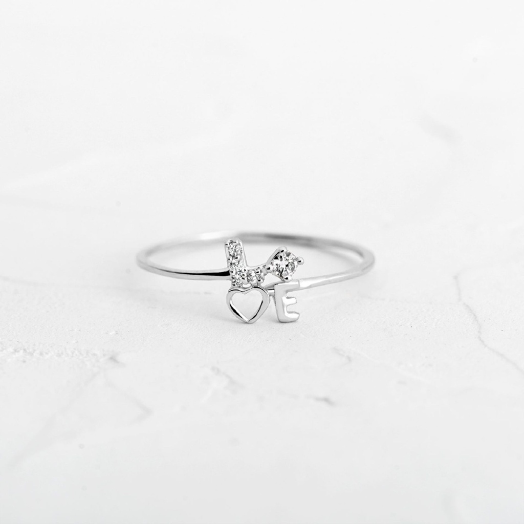 ANILLO LO-VE CON CIRCÓN ORO BLANCO