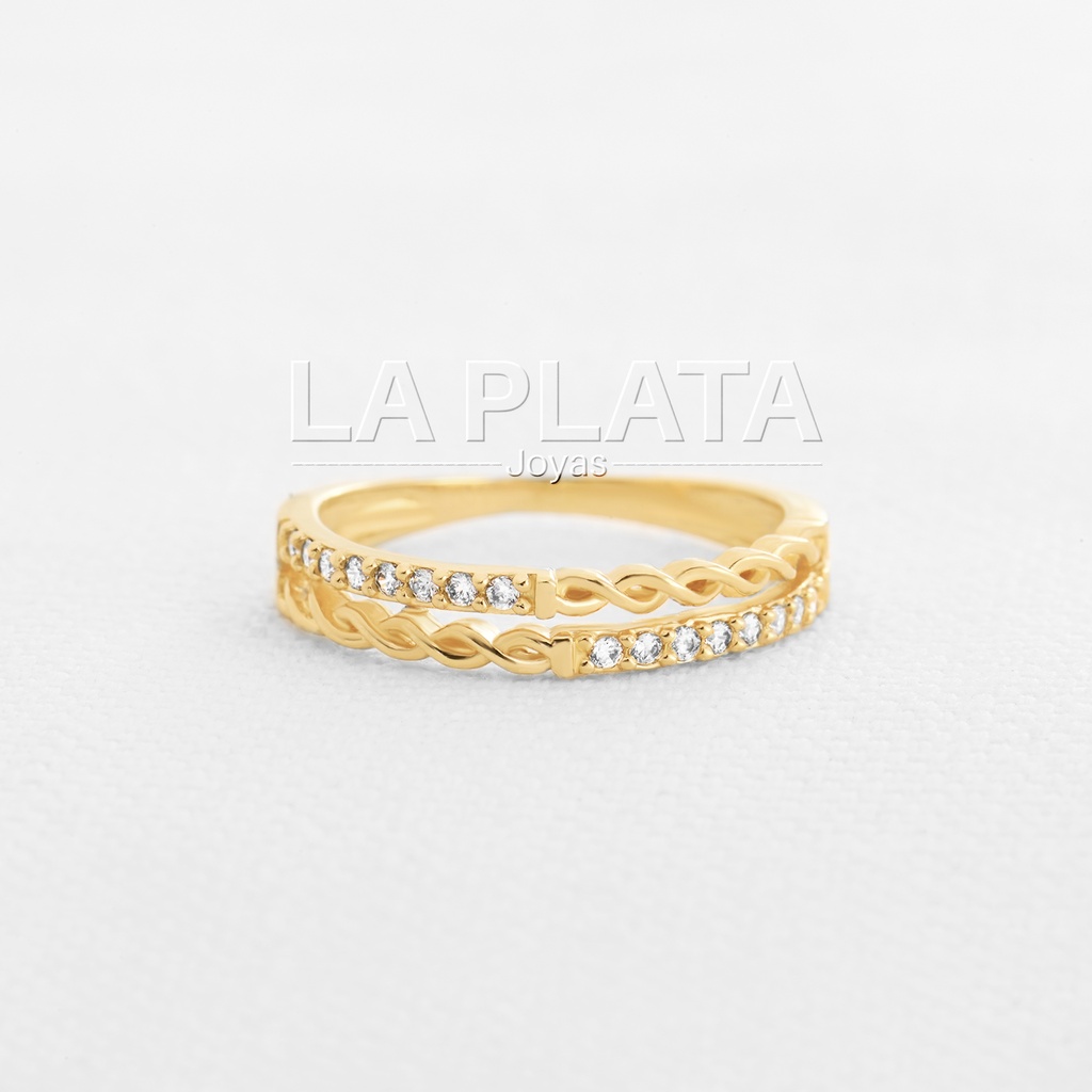 ANILLO ETERNO TRENZADO Y CIRCONADO 