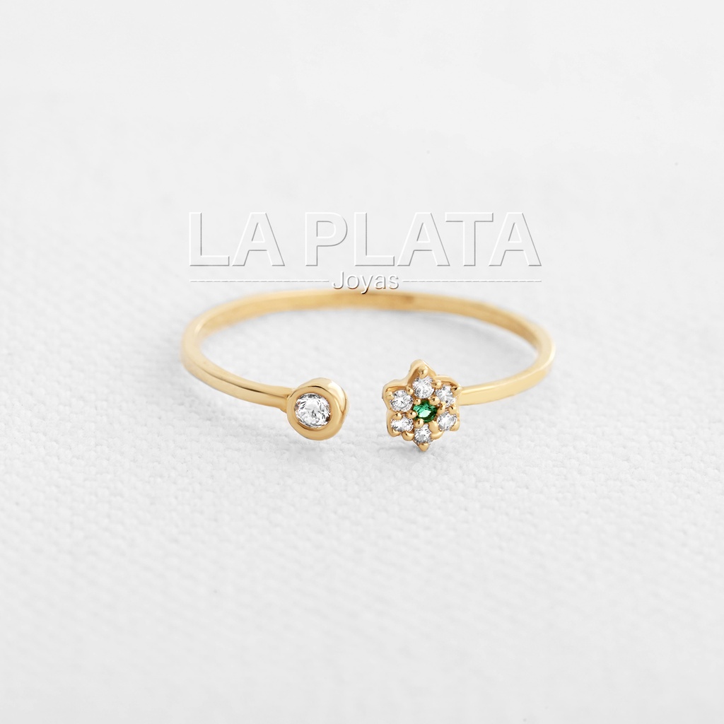 ANILLO ABIERTO FLOR Y CIRCON
