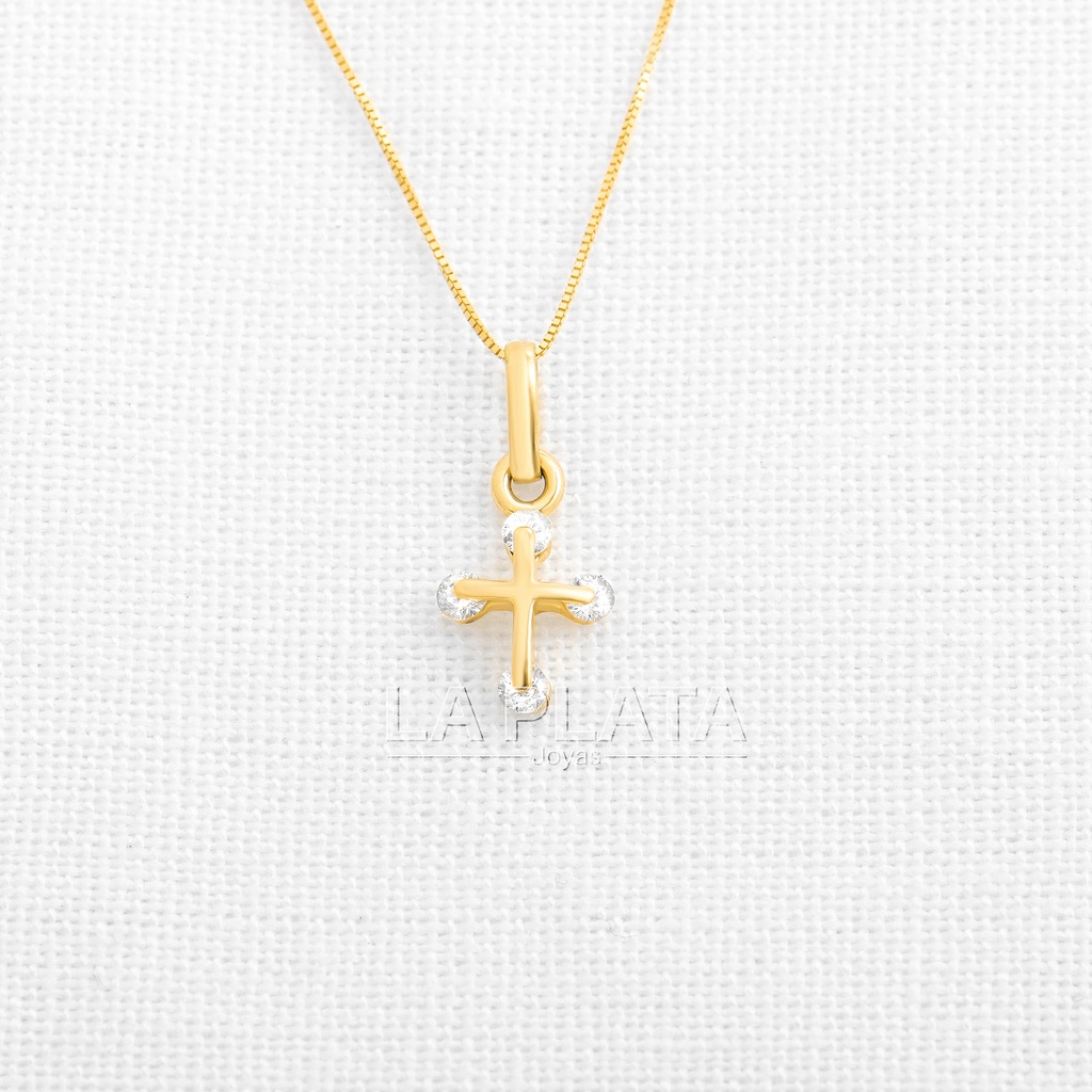 DIJE CRUZ CON PUNTAS DE CIRCON 