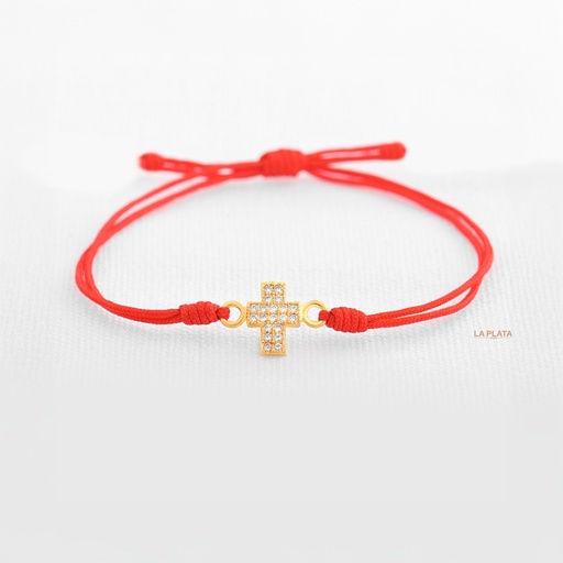 [PH198] PULSERA CRUZ CIRCONADA PEQUEÑA GRUESA