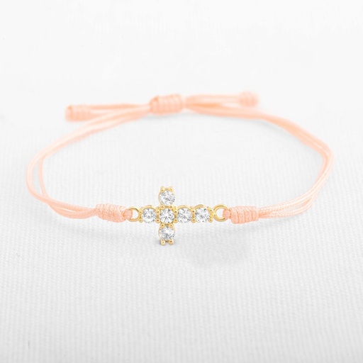 PULSERA CRUZ CIRCONADA PEQUEÑA GRUESA