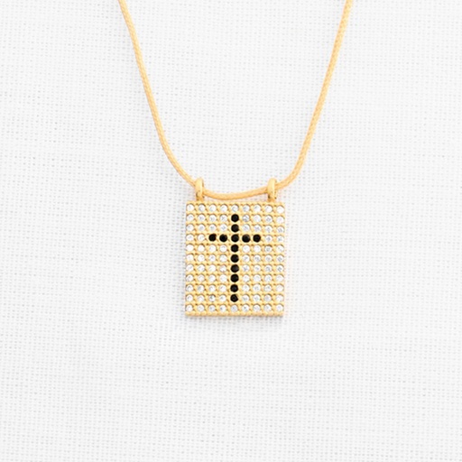 [PH431] PULSERA/DIJE PLACA CON CRUZ CIRCONADA