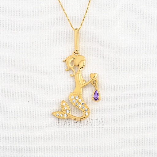 [DN74] DIJE SIRENA ORO AMARILLO CIRCONADO 