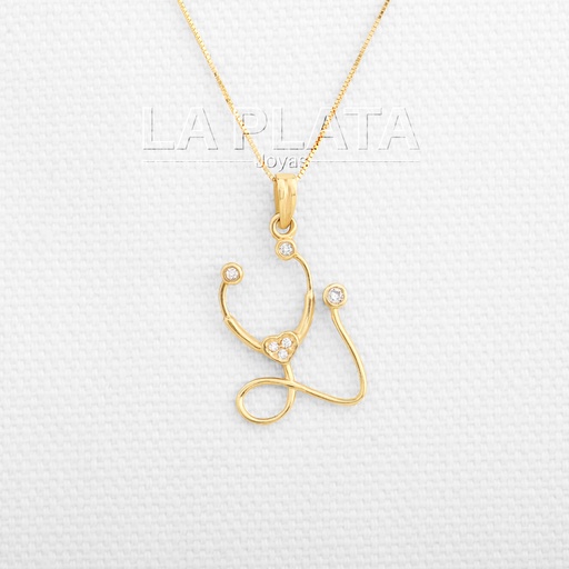 [DN155] DIJE FONENDO  CIRCON BLANCO