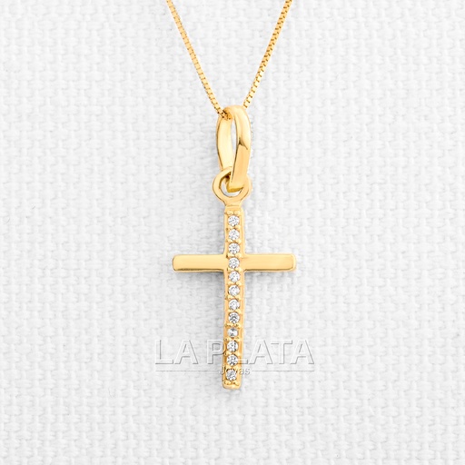 [DN216] DIJE CRUZ CON LINEA CIRCONADA 