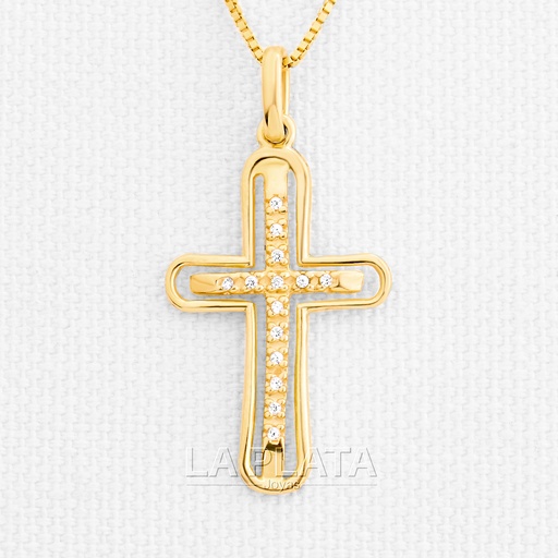 [DN218] DIJE CRUZ HUECA CIRCONADA 