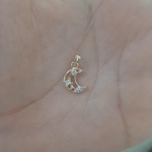 DIJE LUNA HUECA CON CIRCON 