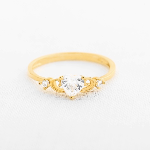 ANILLO CORAZON CON CIRCONES BLANCO  