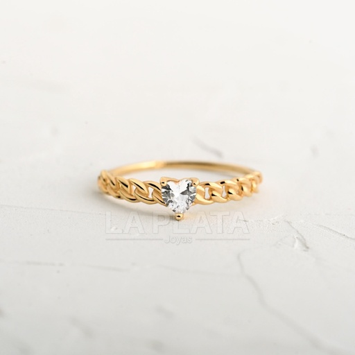 ANILLO CORAZON CON CIRCON TRENZADO