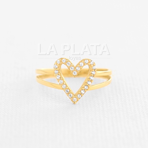 [AN45] ANILLO CORAZON  CON CIRCON EN EL BORDE