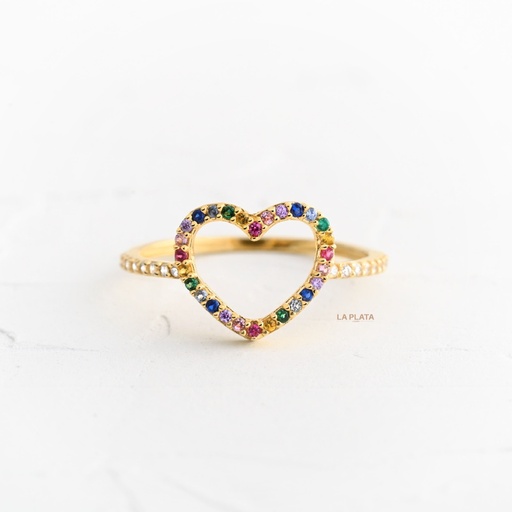 ANILLO CORAZON CIRCONADO