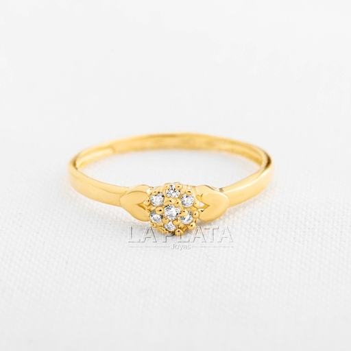 ANILLO FLOR EN RELIEVE CON CORAZON 