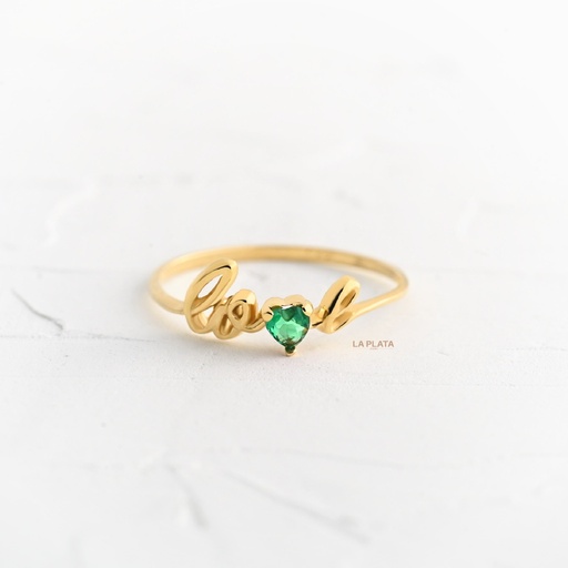 [AN64] ANILLO LOVE LISO Y CON CIRCON GR