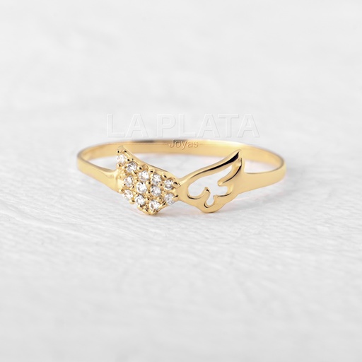 ANILLO ALAS LISAS Y CIRCON 