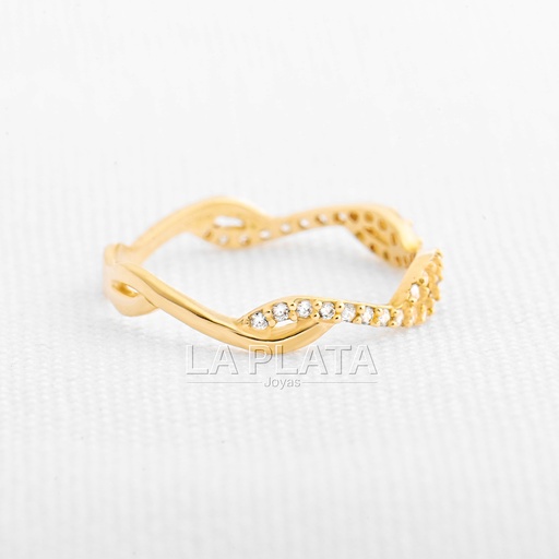 [AN179] ANILLO  CON CIRCON Y LISO TRENZADO